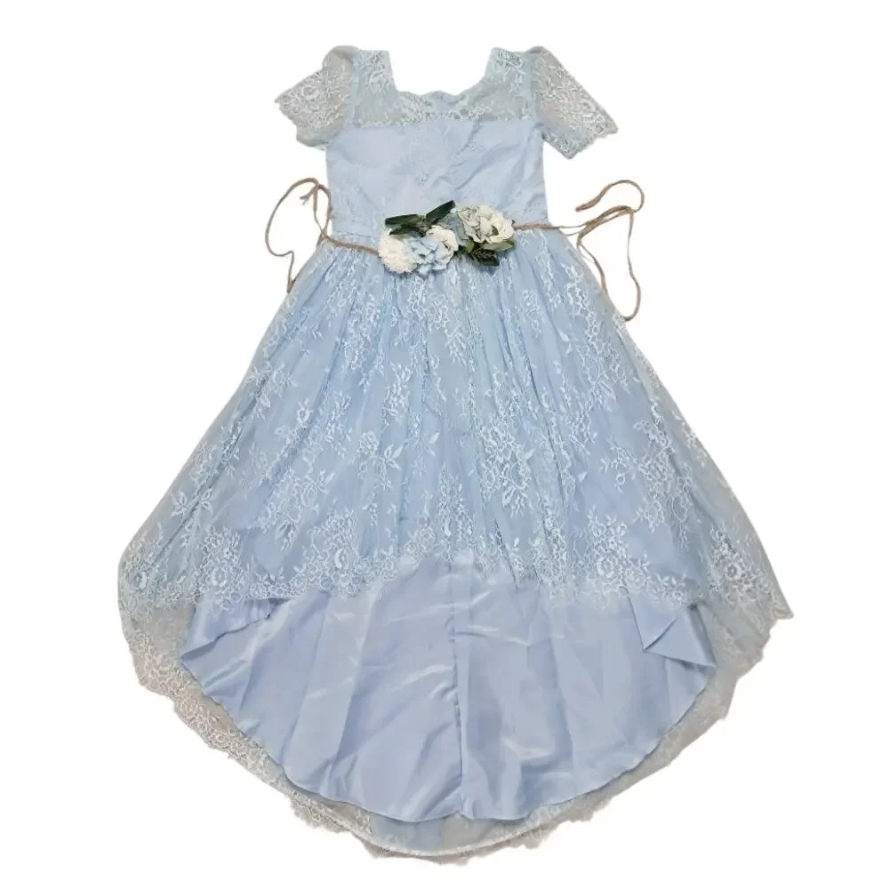 TRISH SCULLY Girls Blue Lace Party Dress Size 10 NWT Floral Special Occasion